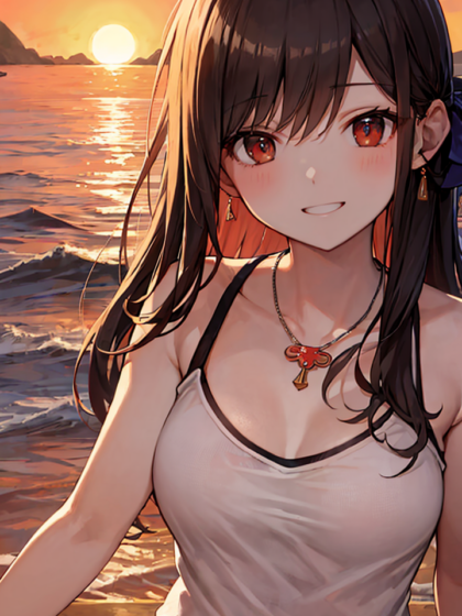 夏日靓妹身穿无袖背心和百褶半身裙天生丽质又迷人高清二次元美女手机壁纸赏析