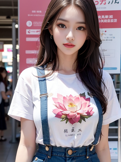 美女一展性感身材,背带裙搭配清纯短袖T恤大胆呈现完美身材高清手机壁纸