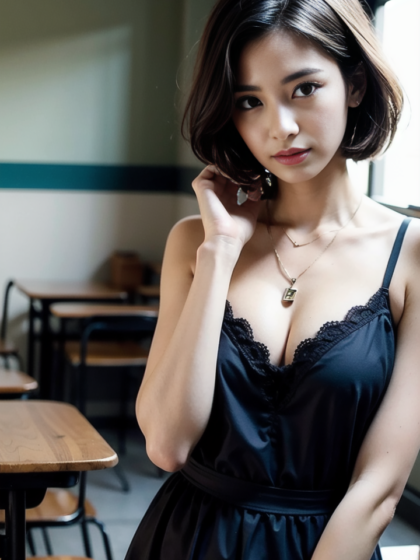 日韩短发气质教室美女校园短裙高清手机壁纸