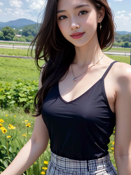时尚穿搭推荐:粉白娇嫩的小姐姐格子短裙+T恤很美丽出众系列2高清写真图片