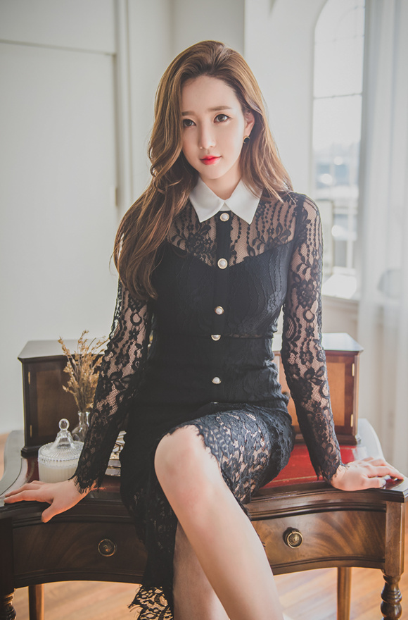 蕾丝职业装裙韩国气质美女