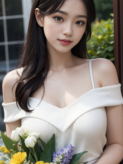 唯美迷人的性感女神展示落肩针织连衣裙魅力系列5高清写真图片