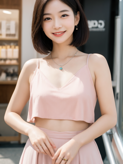 日韩清纯短发女神配上齐胸襦裙气质迷人高清图片