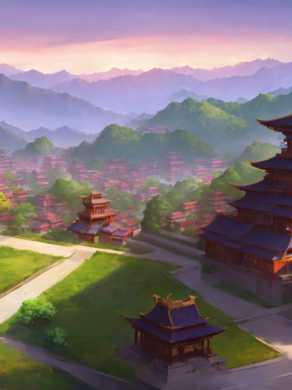 唯美古代山中宅院动漫风景画欣赏