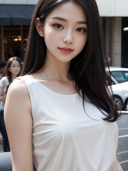 清纯气质美女时尚大变身：百褶短裙+无袖衬衫尽显身材系列7高清手机壁纸