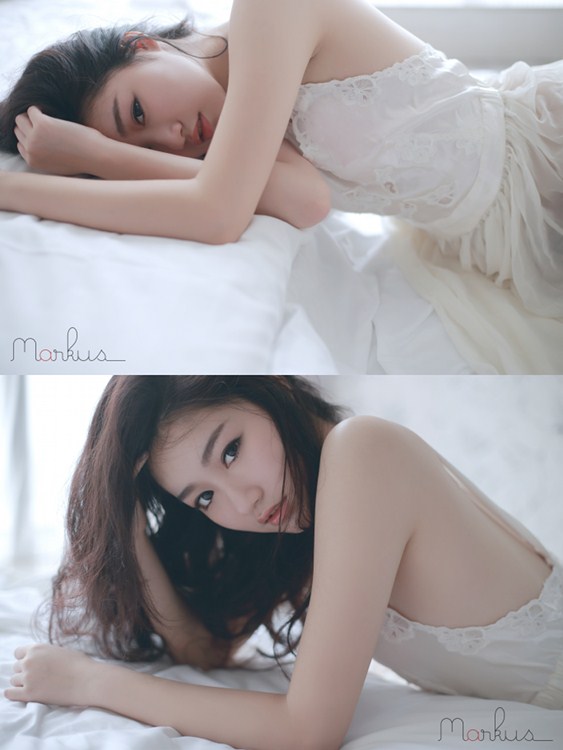 白色系卷发长腿美女写真