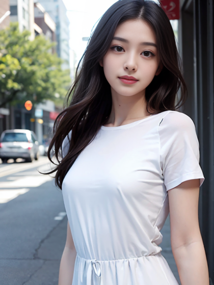 时尚简约的圆领短袖连衣裙清纯美眉气质优雅写真系列2高清手机壁纸